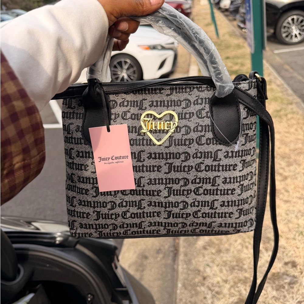 Juicy Couture Black and Gray Shoulder Bag
